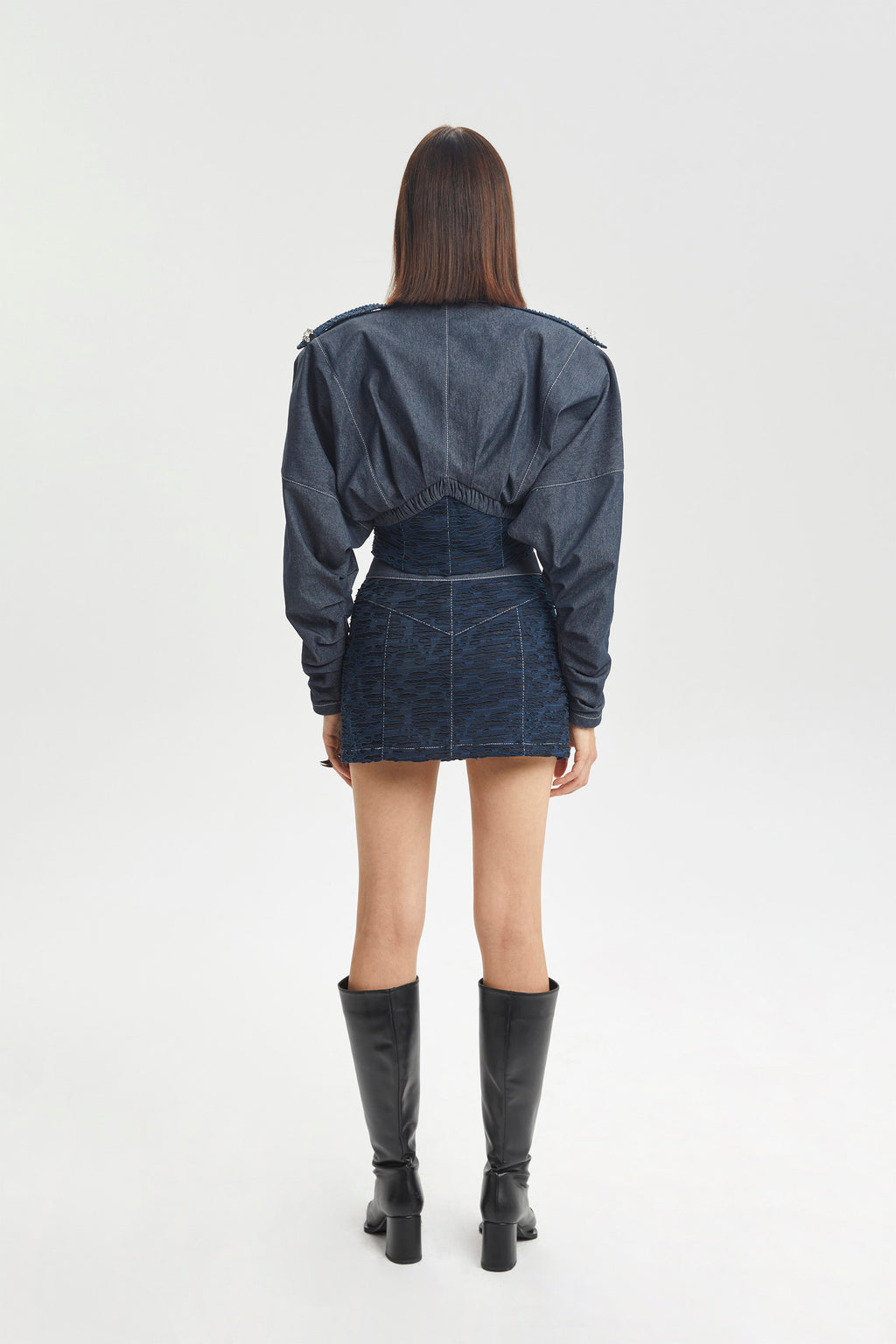 Haleia Cropped Denim Ceket