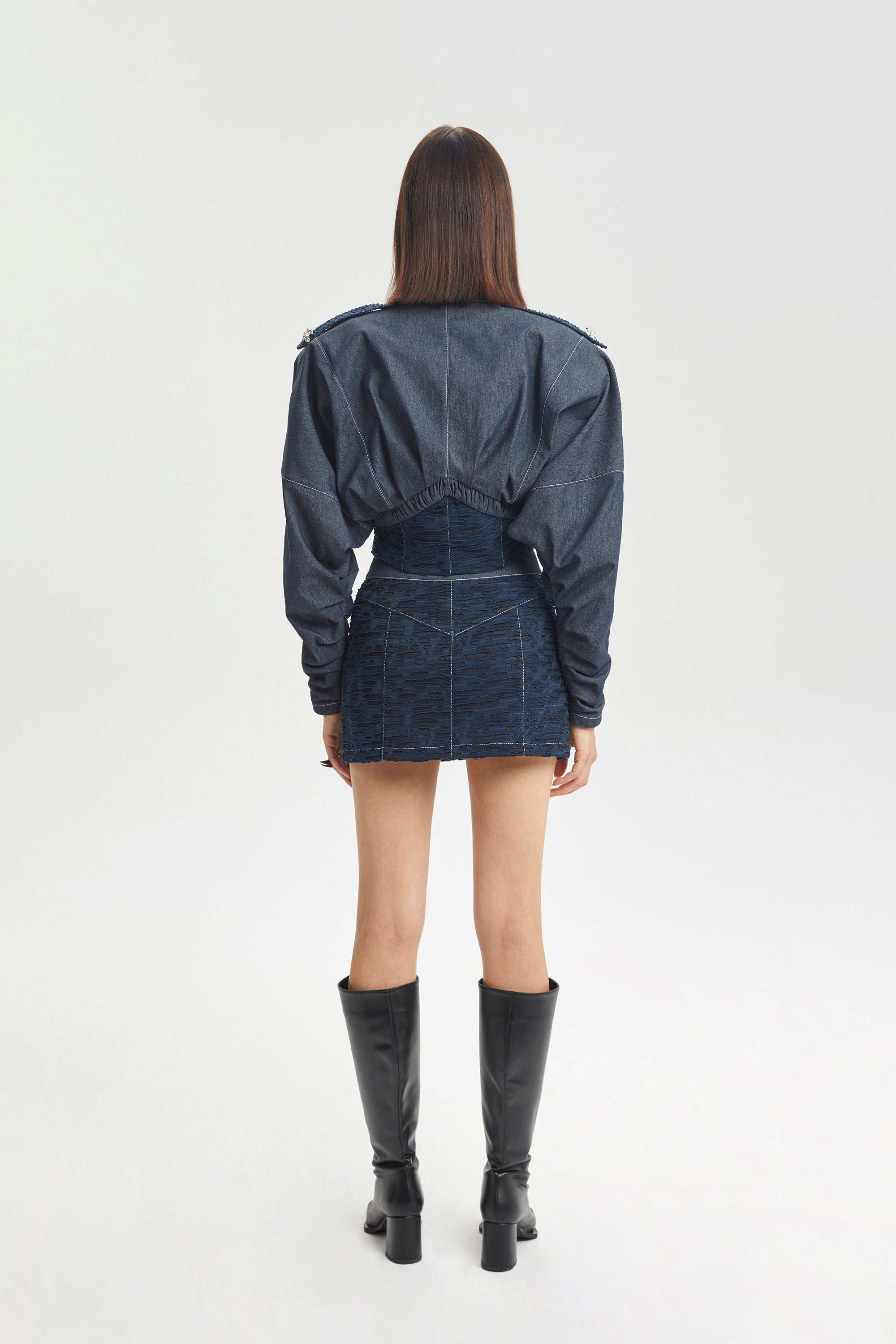 Haleia Cropped Denim Ceket