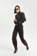 Haleia Asymmetrical Button Cropped Jacket