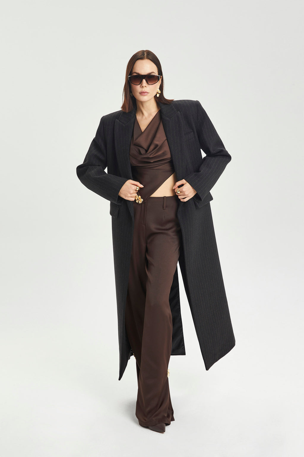 Haleia Çizgili Yün Kaban