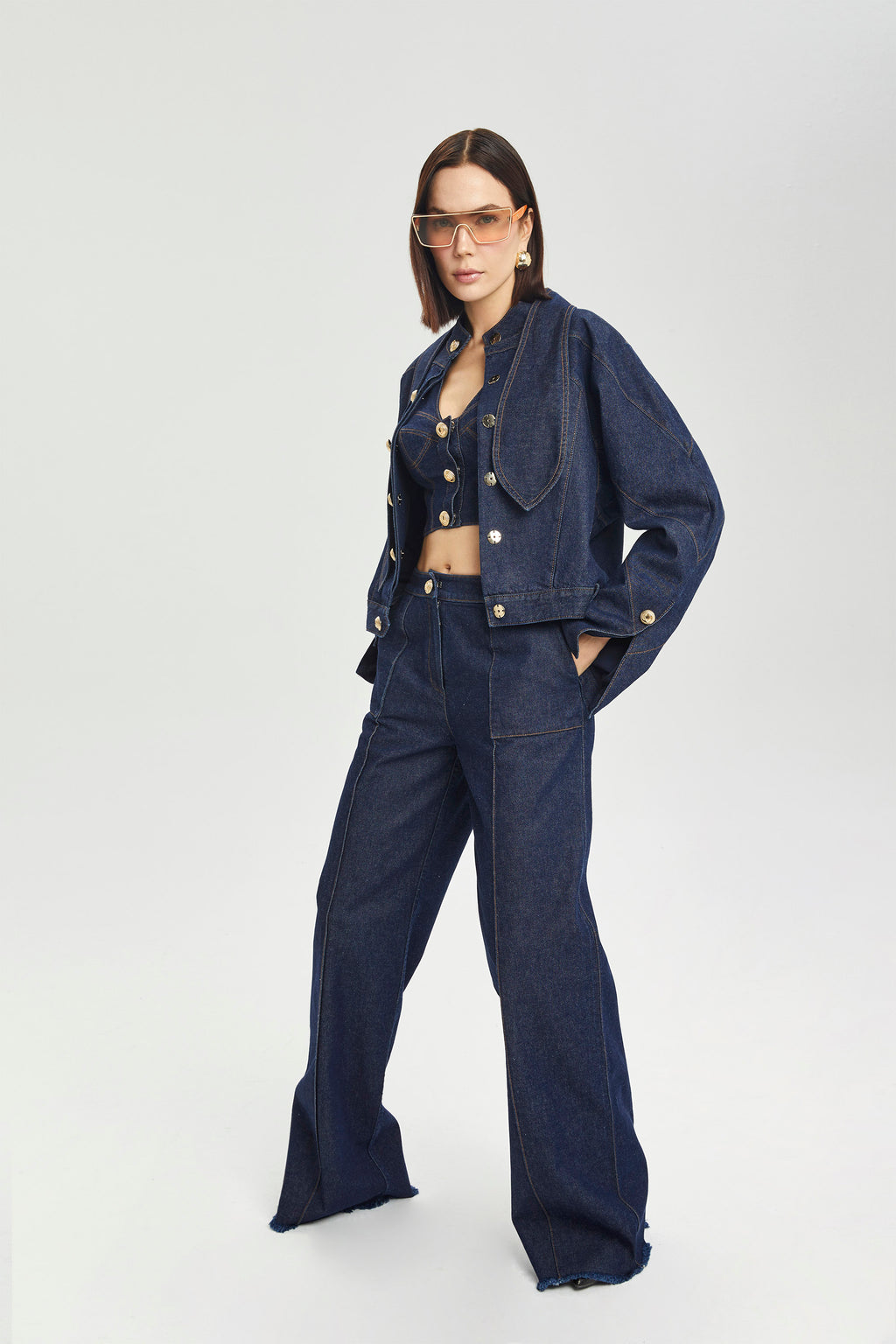 Slit Kollu Yapılandırılmış Denim Ceket