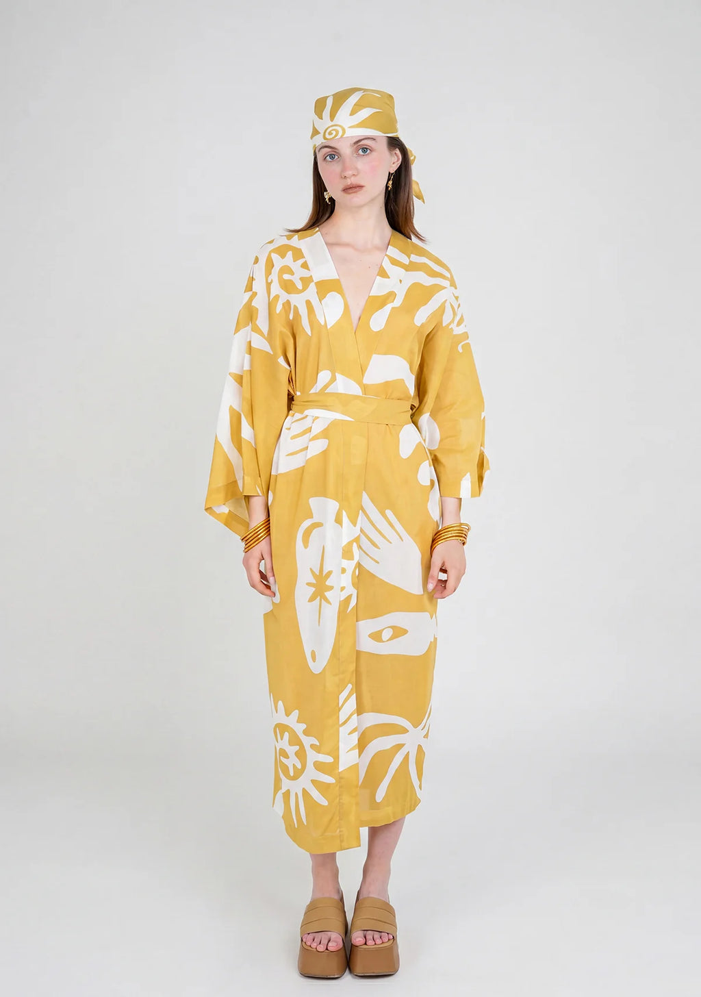 Tiny Desenli Saf Pamuk Kimono