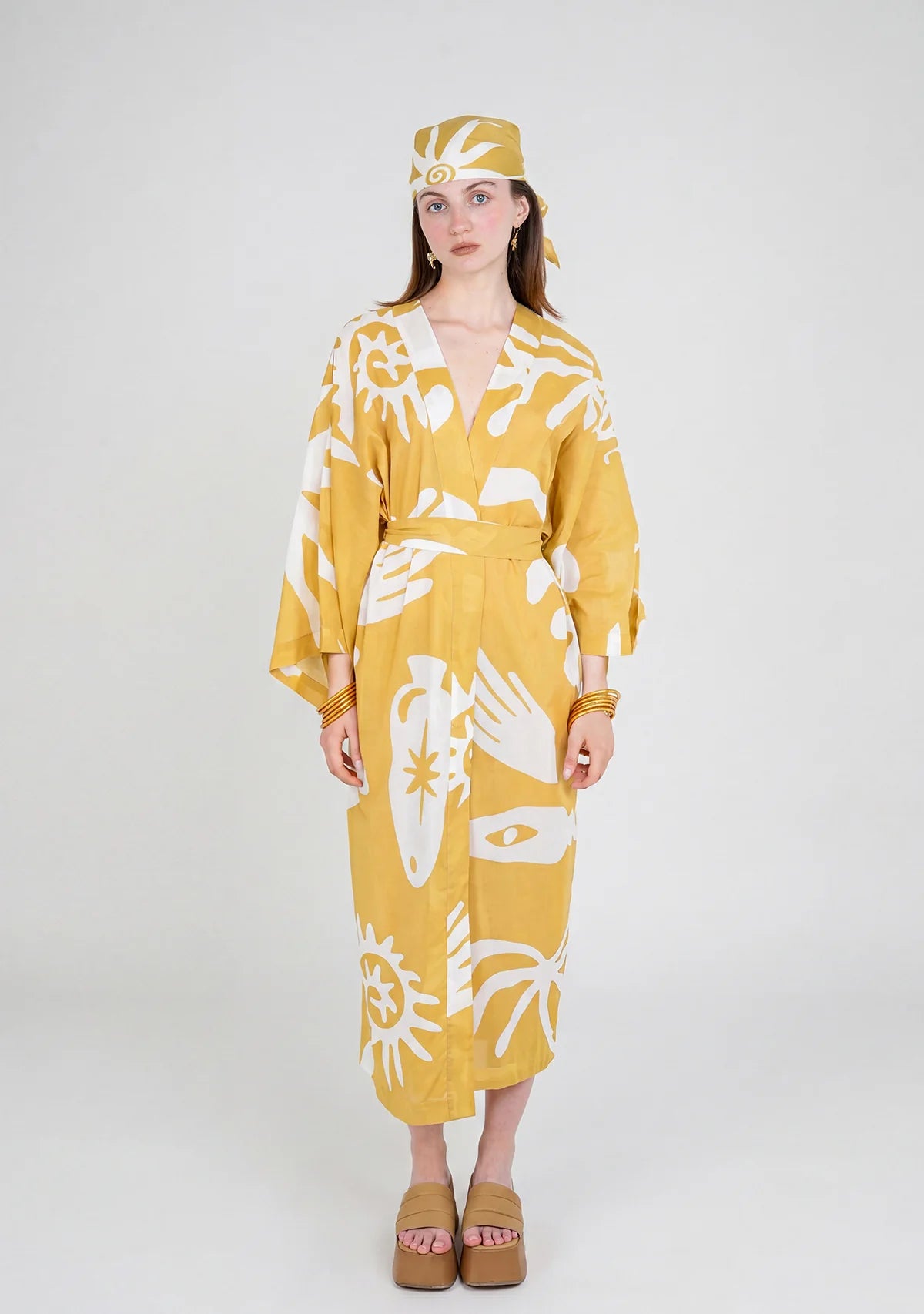 Tiny Desenli Saf Pamuk Kimono