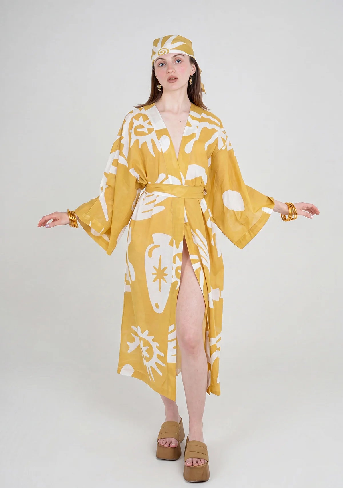Tiny Desenli Saf Pamuk Kimono