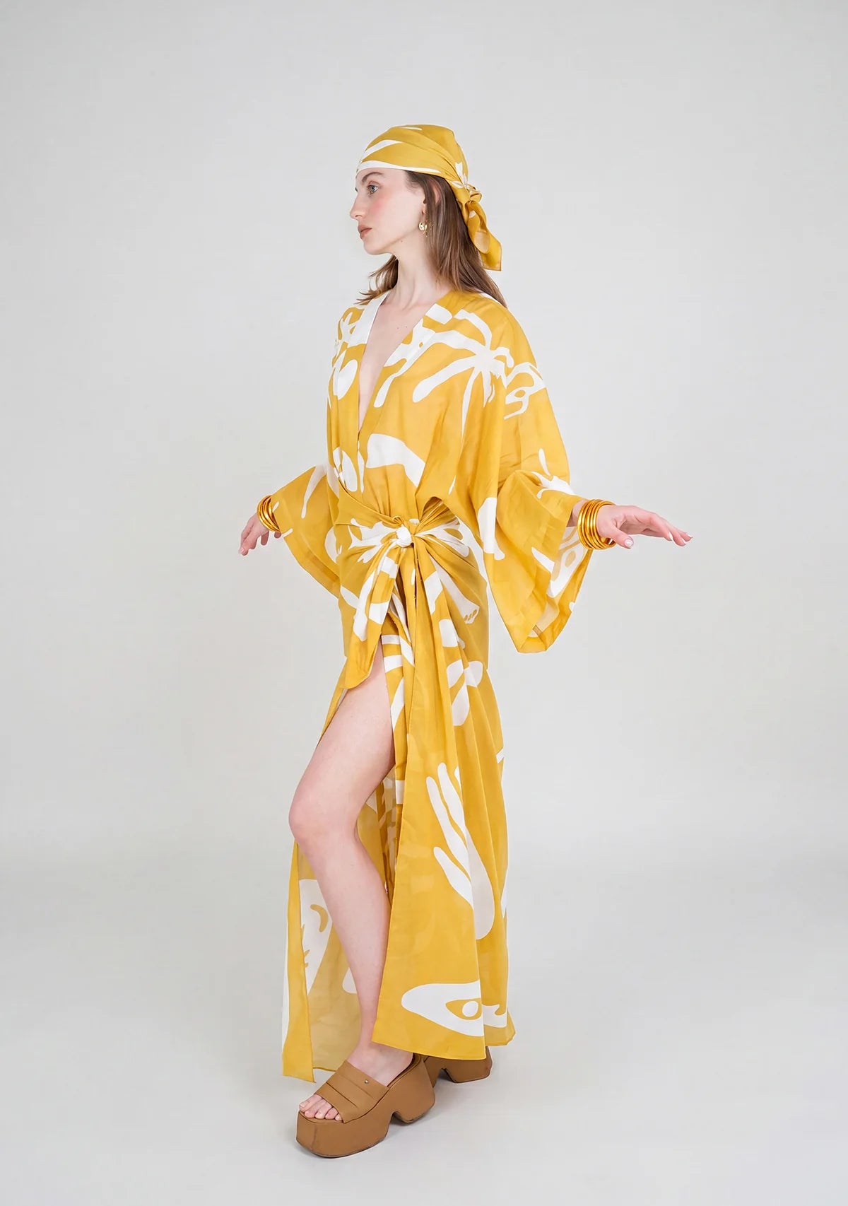 Tiny Desenli Saf Pamuk Kimono
