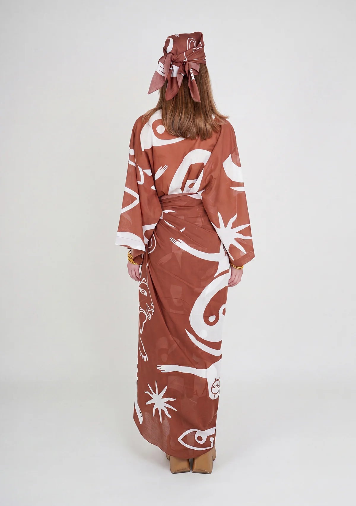 Tiny Desenli Saf Pamuk Kimono