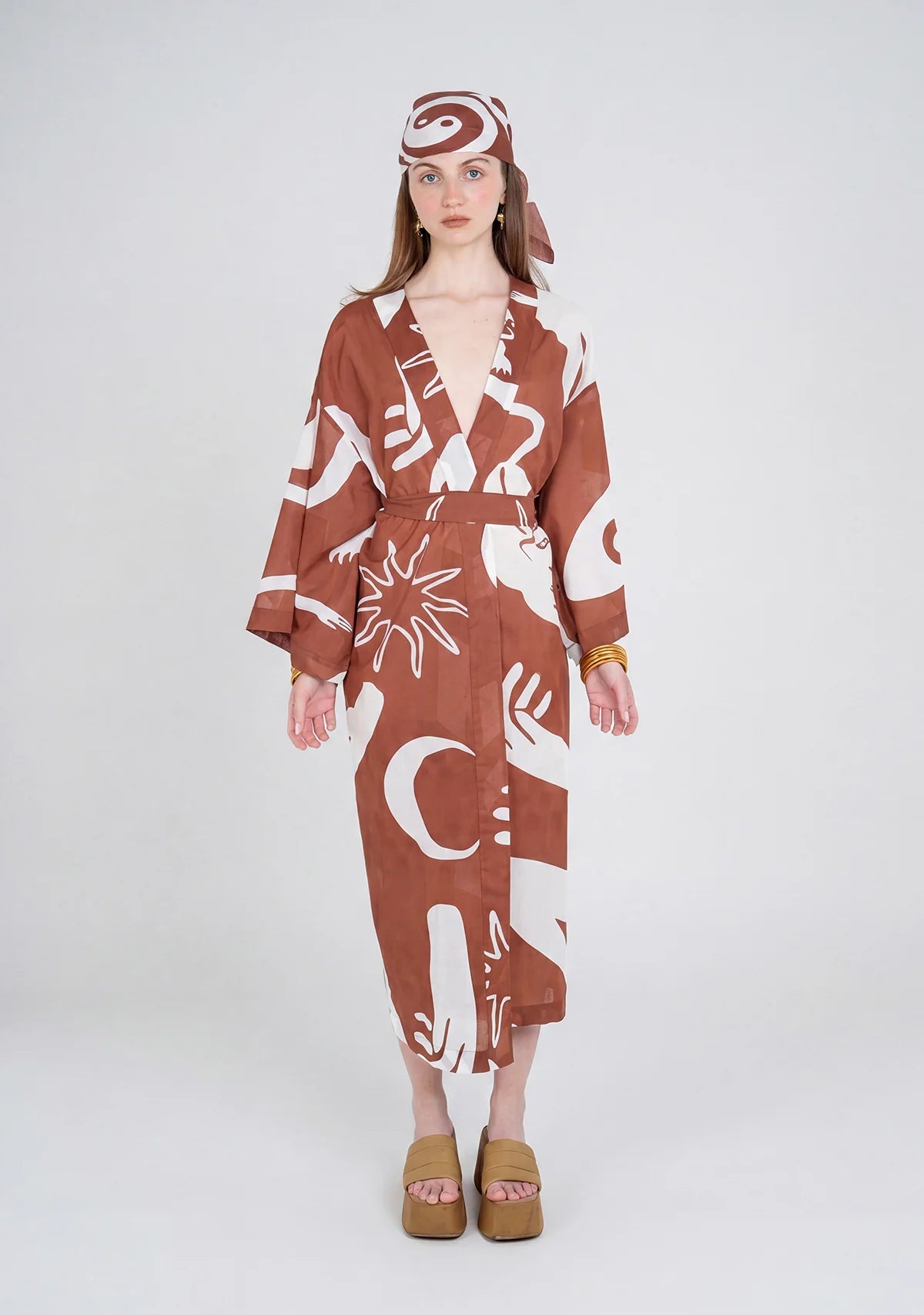 Tiny Desenli Saf Pamuk Kimono