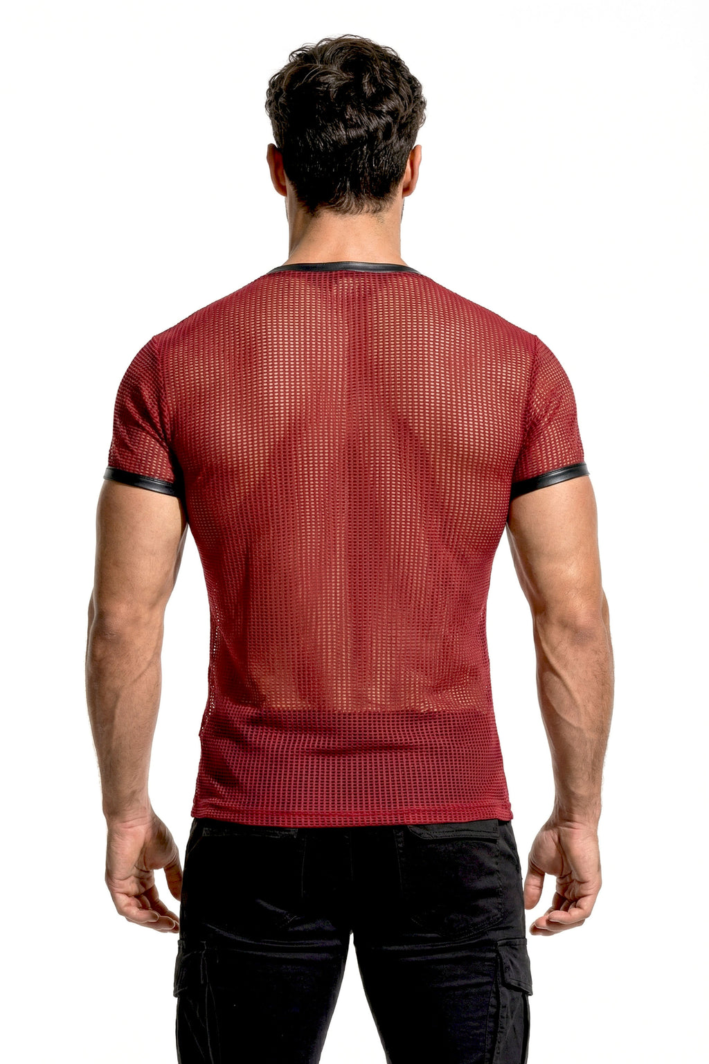 Piel Deri Detaylı File Tshirt