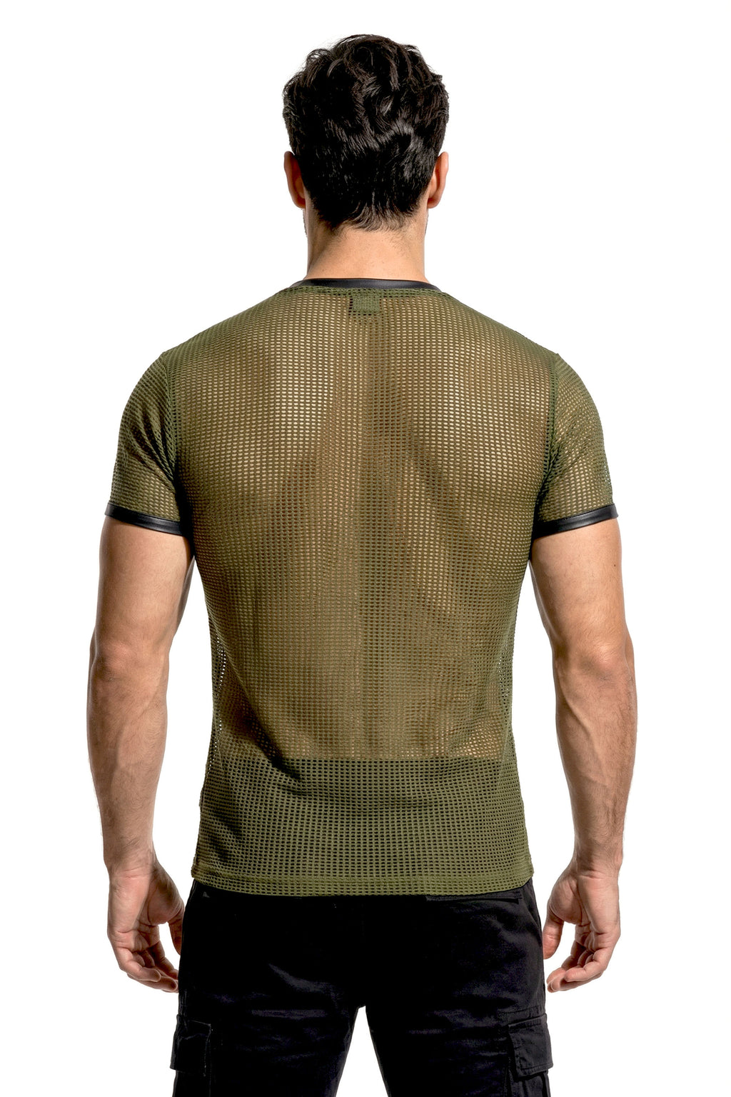 Piel Deri Detaylı File Tshirt