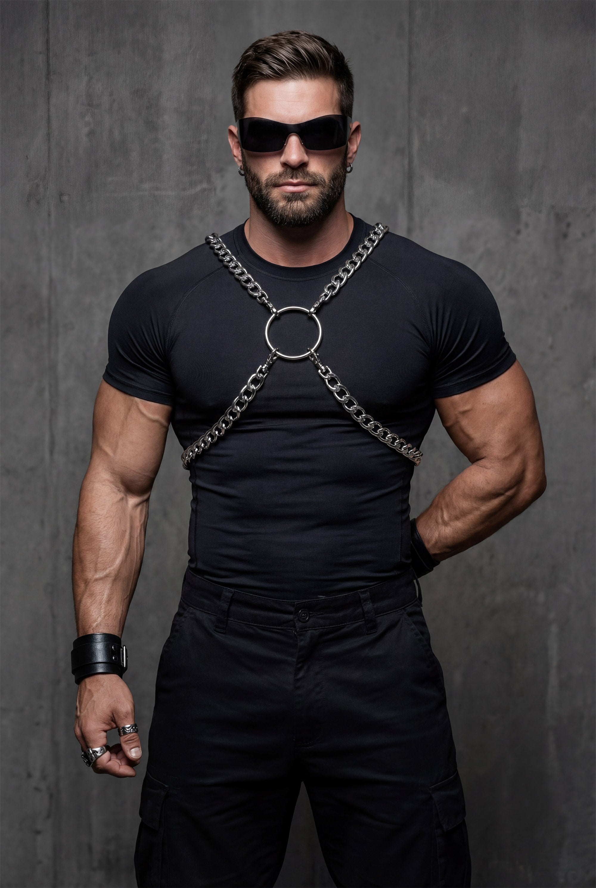 Piel Metal Zincir Omuz Harness