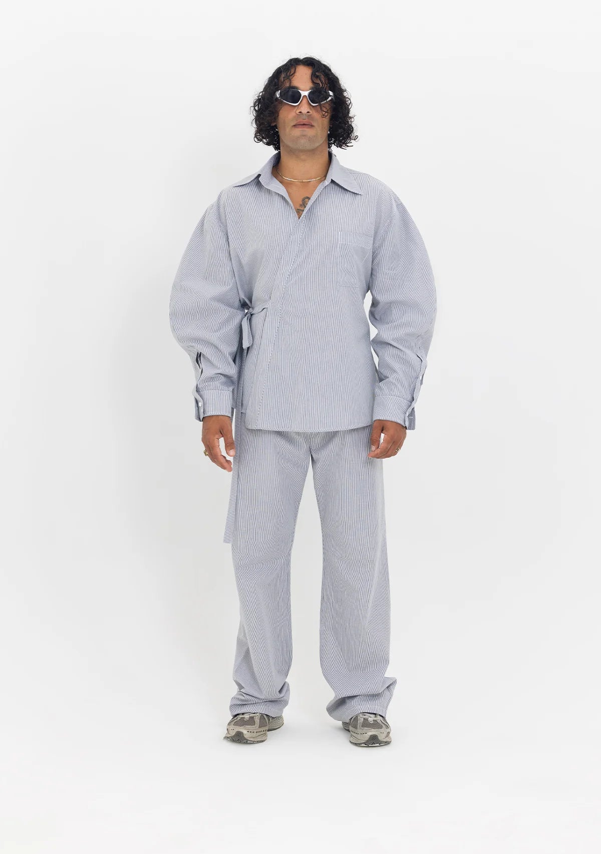 Tiny Asimetrik Kesim Çizgili Bağlamalı Gömlek