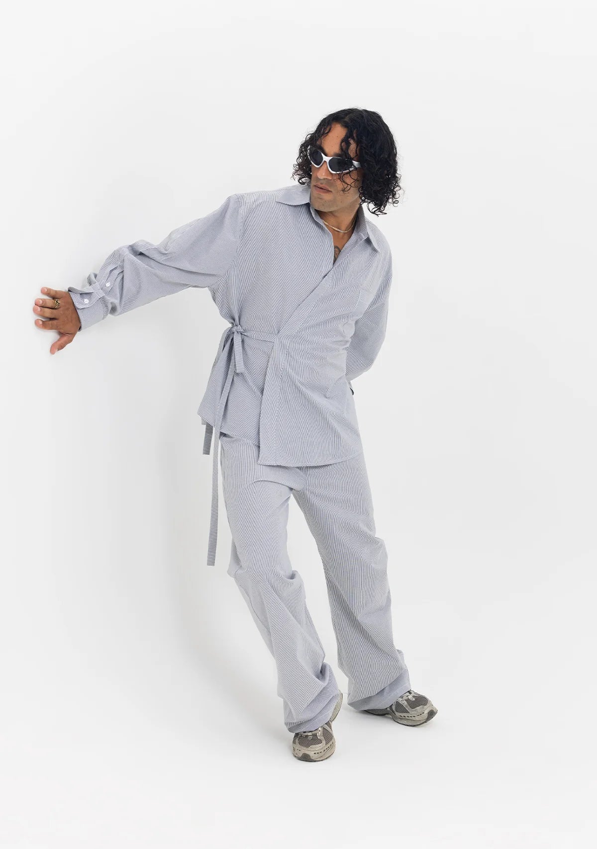 Tiny Asimetrik Kesim Çizgili Bağlamalı Gömlek