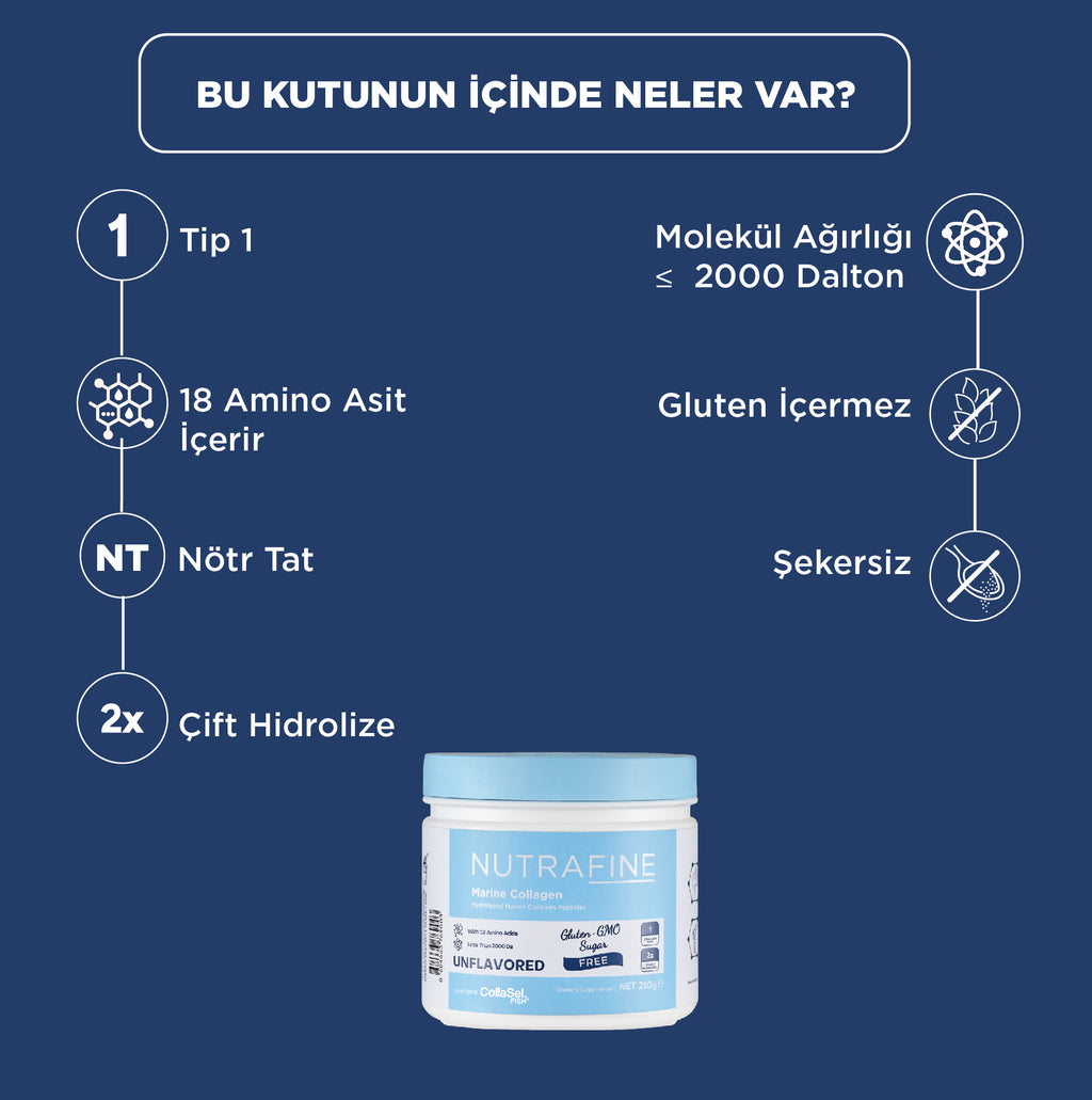 Nutrafine Marine Kolojen Peptitleri – Klinik Çalışmalı Tip I Kolajen 70 Gr