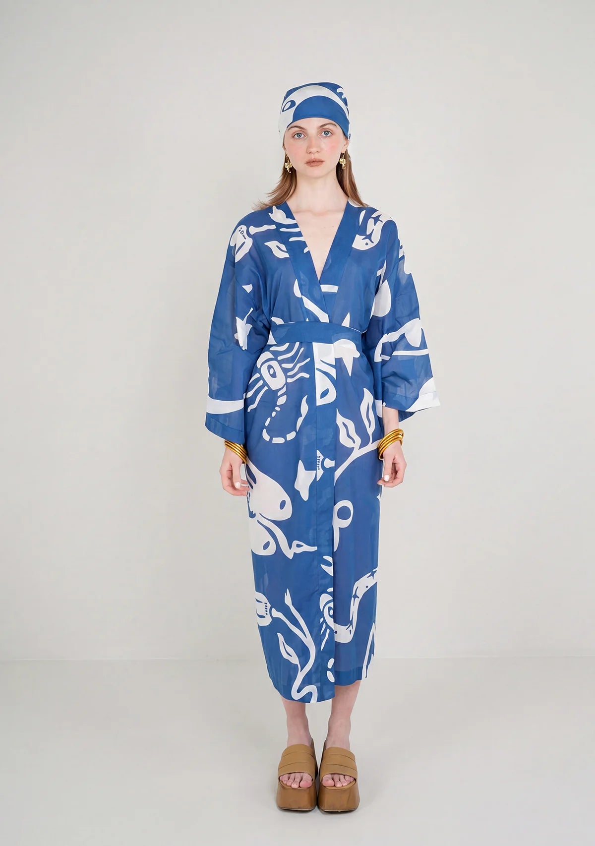 Tiny Desenli Saf Pamuk Kimono