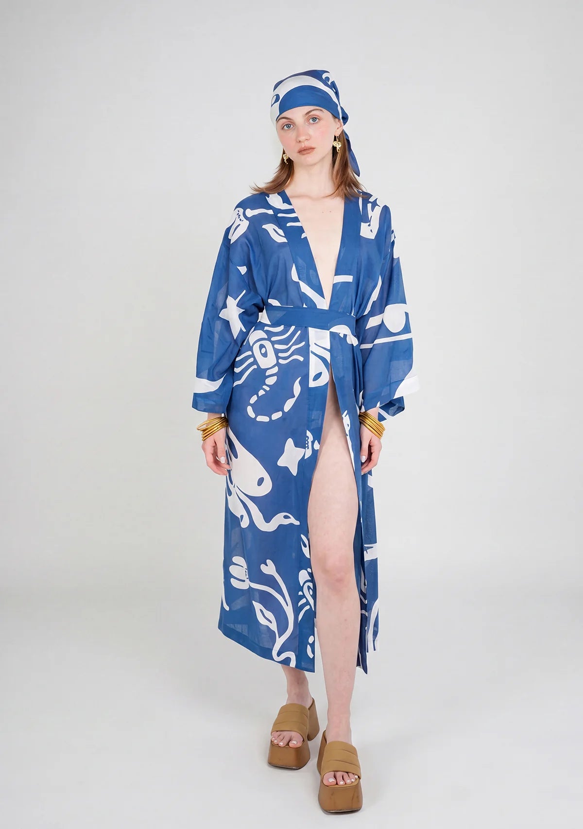 Tiny Desenli Saf Pamuk Kimono