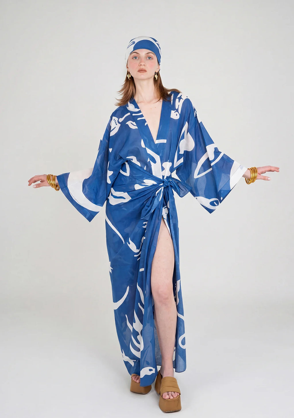 Tiny Desenli Saf Pamuk Kimono