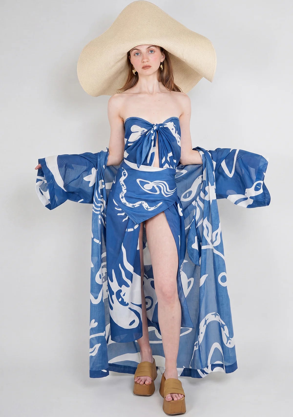 Tiny Desenli Saf Pamuk Kimono