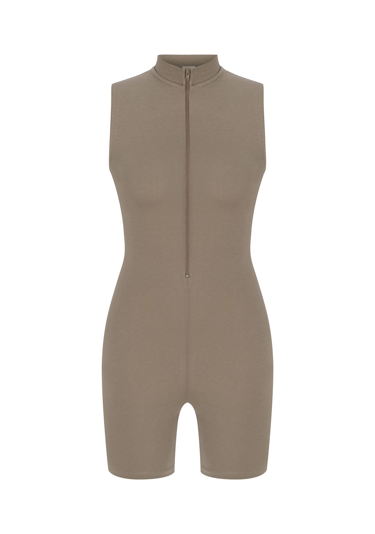 Tiny Açık Kahverengi Önden Fermuarlı Şort Bodysuit görünüm 11