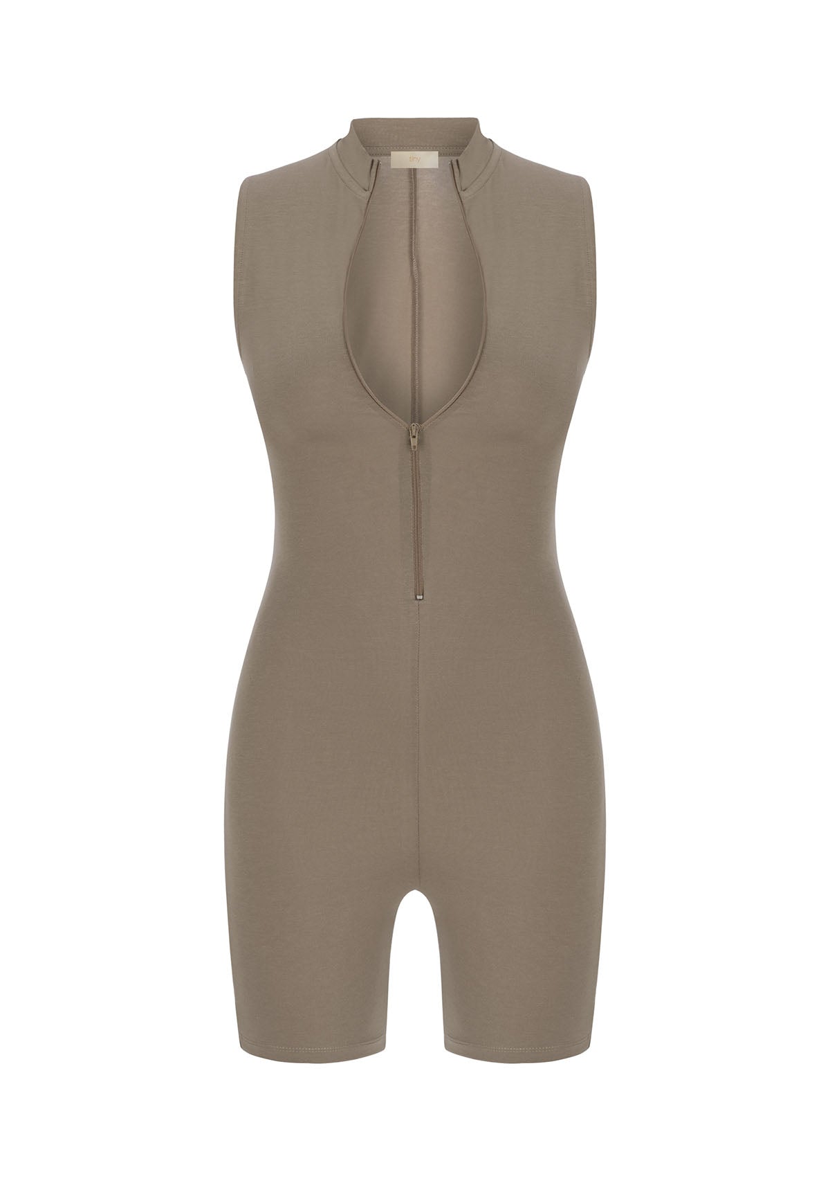 Tiny Açık Kahverengi Önden Fermuarlı Şort Bodysuit görünüm 10