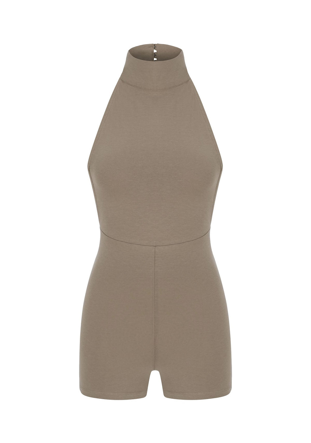 Tiny Açık Kahverengi Boğazlı Sırt Dekolteli Şort Bodysuit görünüm 8