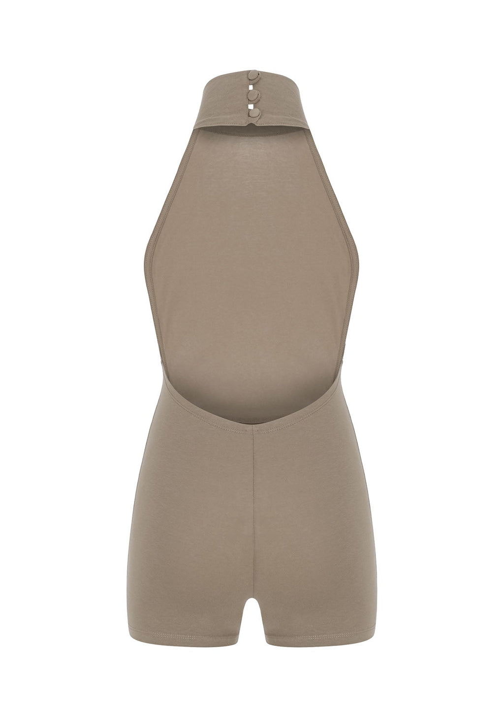 Tiny Açık Kahverengi Boğazlı Sırt Dekolteli Şort Bodysuit görünüm 9