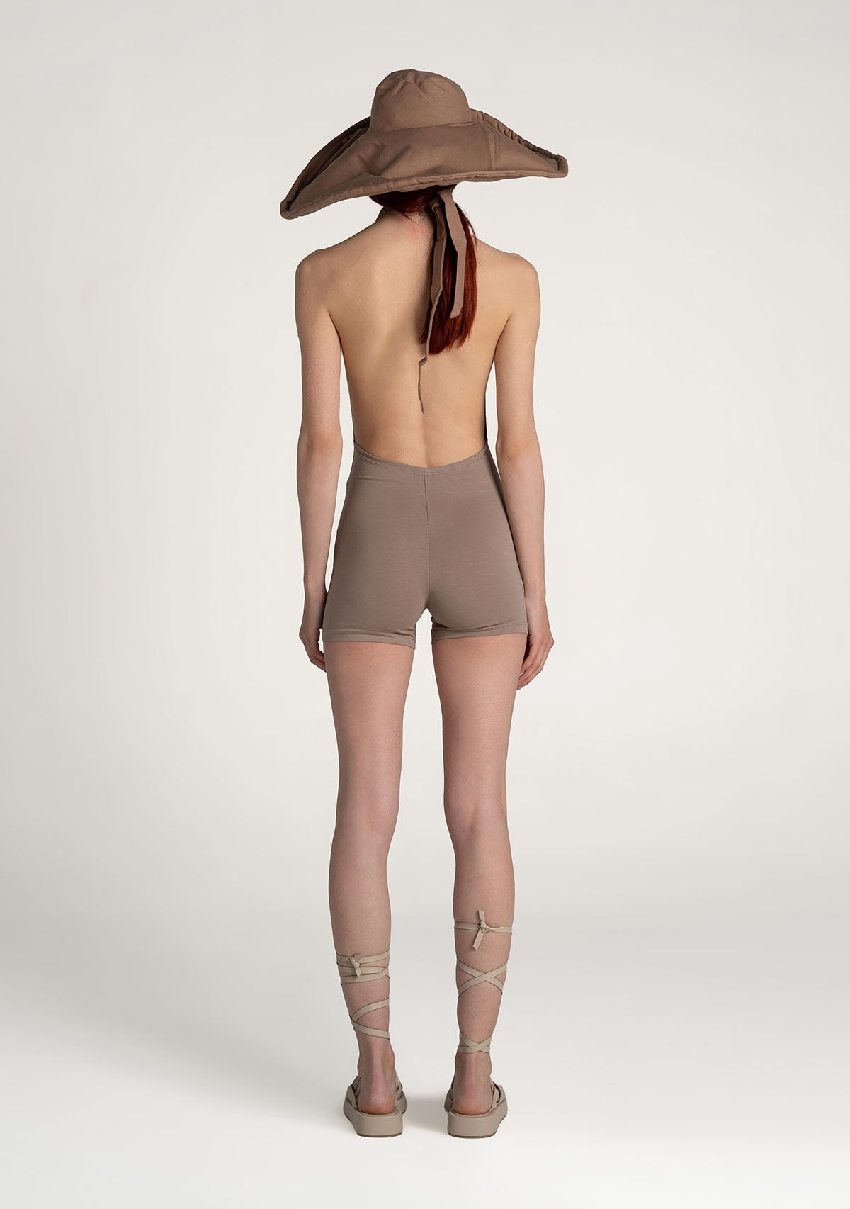 Tiny Açık Kahverengi Boğazlı Sırt Dekolteli Şort Bodysuit görünüm 2