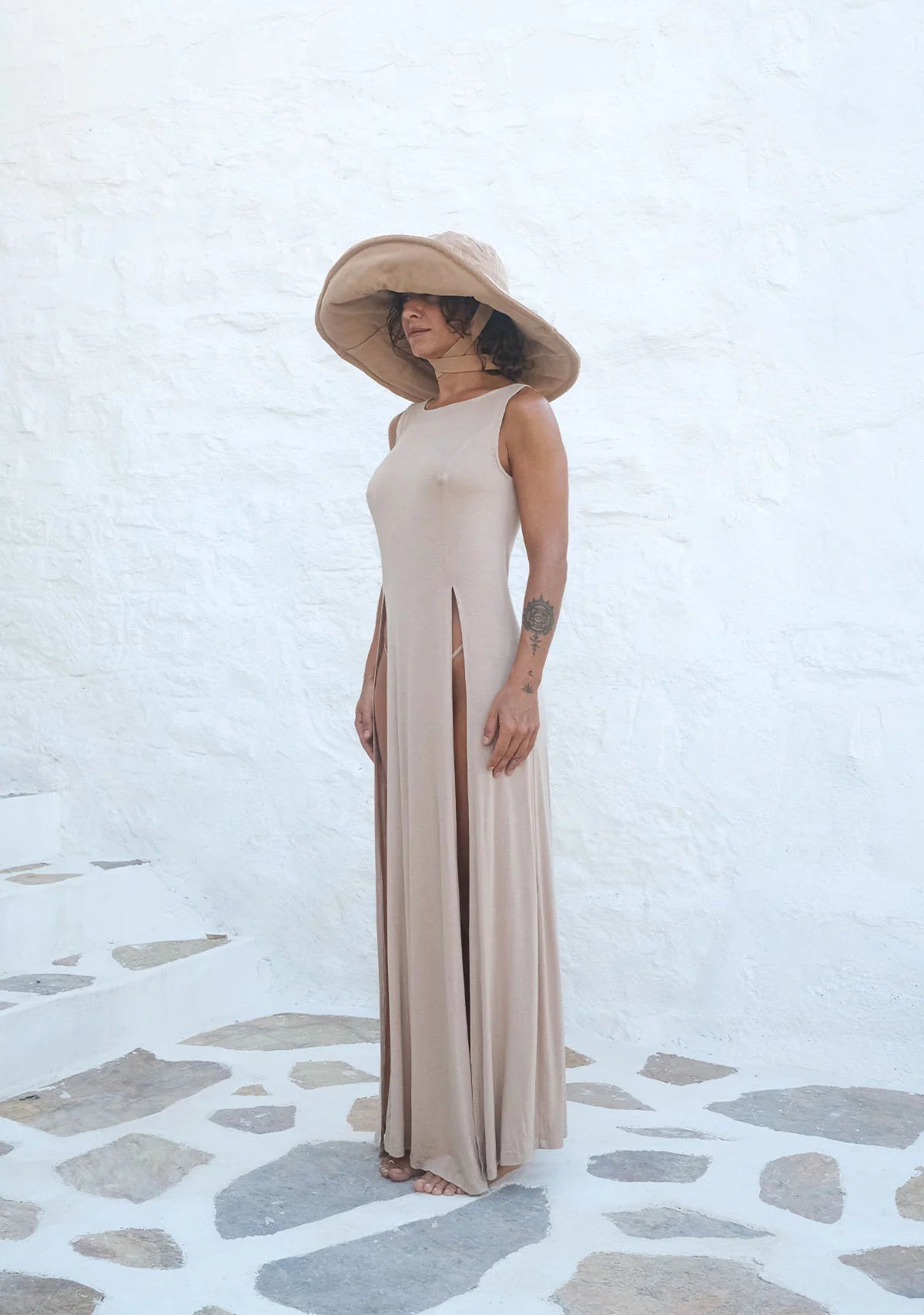 Tiny Deep Split Soft Sleeveless Dress