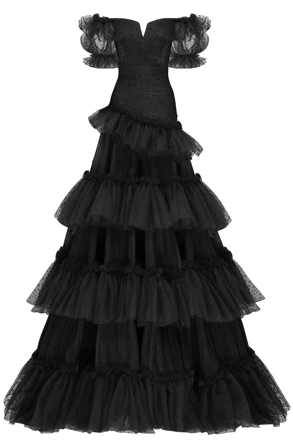 Haleia Off-Shoulder Point d’Esprit Tül Elbise