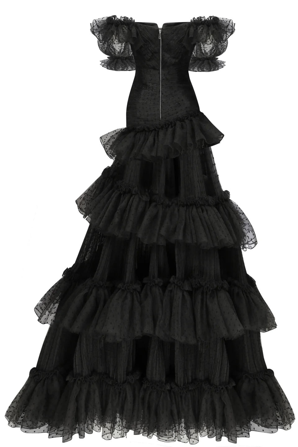 Haleia Off-Shoulder Point d’Esprit Tül Elbise