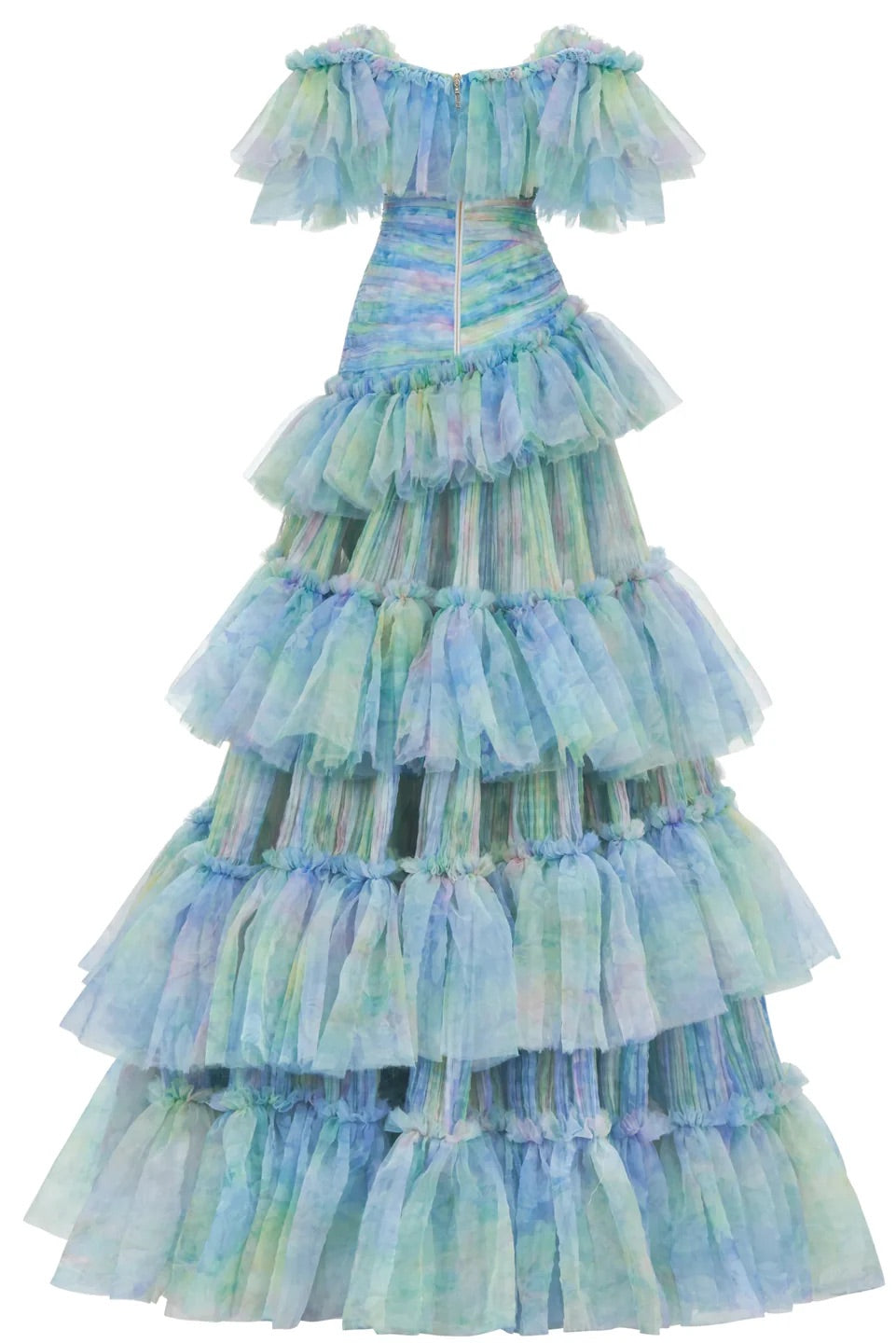 Haleia Kat Kat Volanlı Çiçek Desenli Uzun Elbise