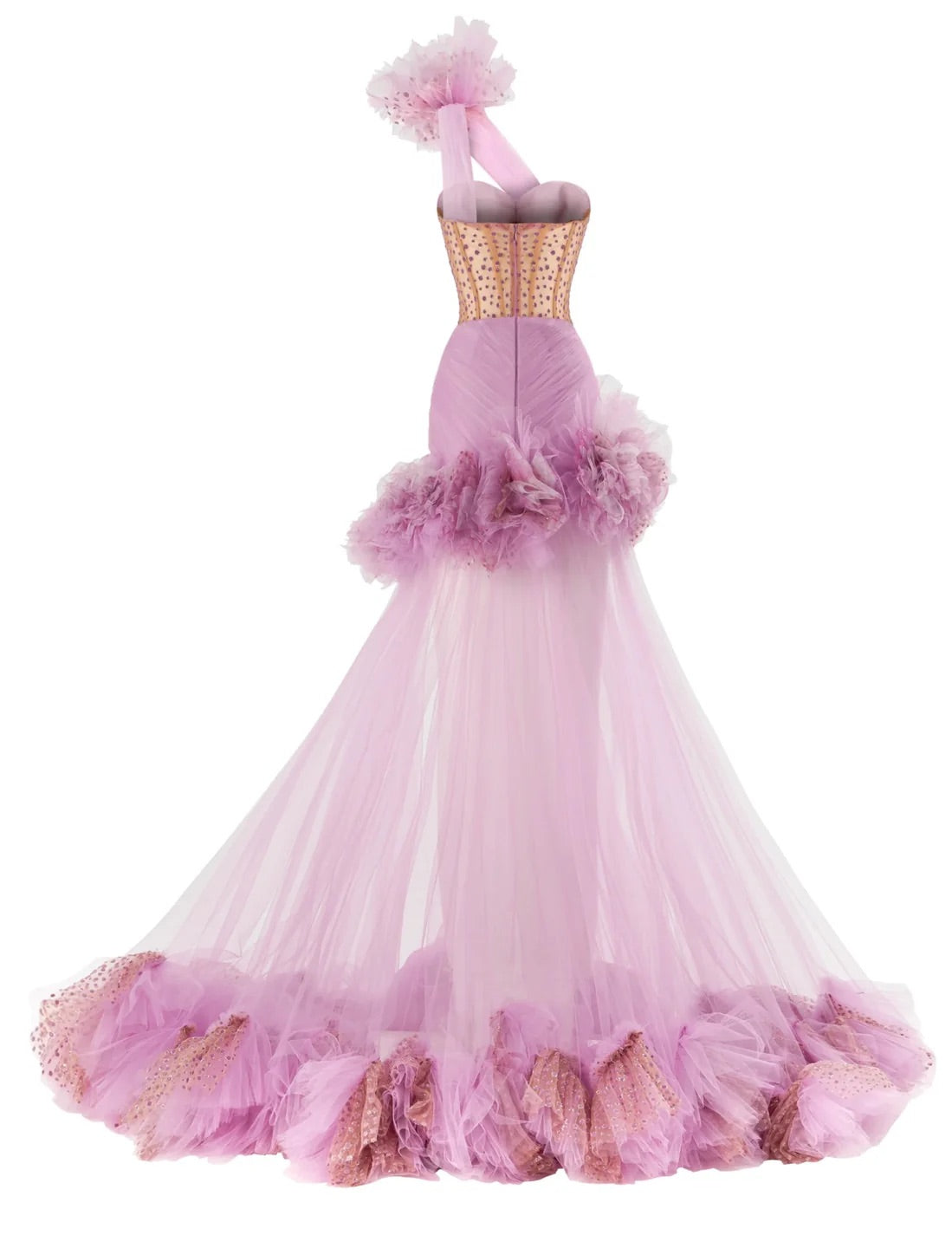 Haleia Sheer Corset Mini Elbise – Tek Omuz Tül Detaylı