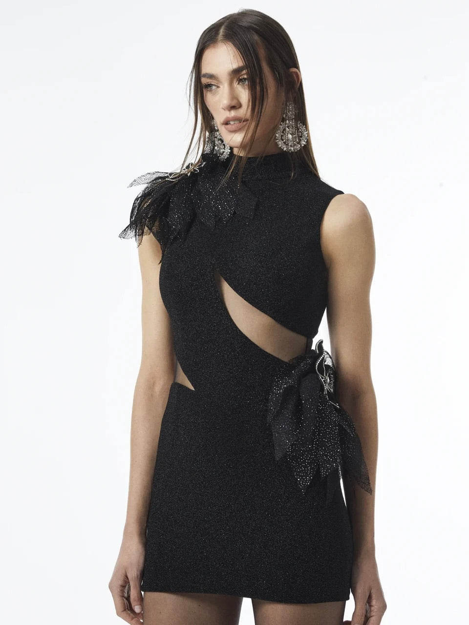 Haleia Volan Detaylı Işıltılı Mini Elbise