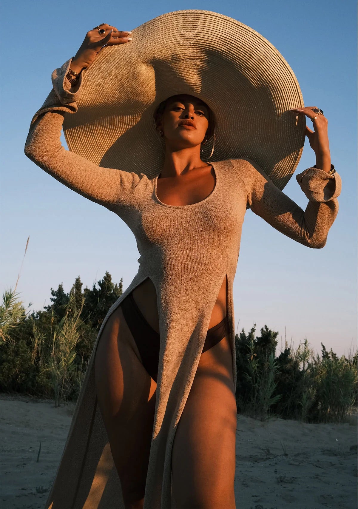 Tiny Si Yırtmaçlı Uzun Kollu Triko Elbise