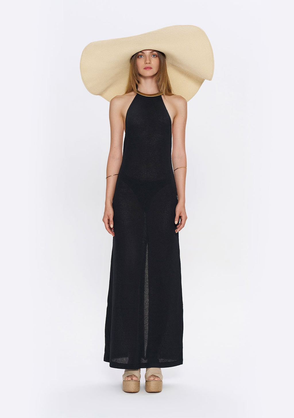 Tiny Si Boyundan Bağlamalı Siyah Triko Elbise ana görünüm