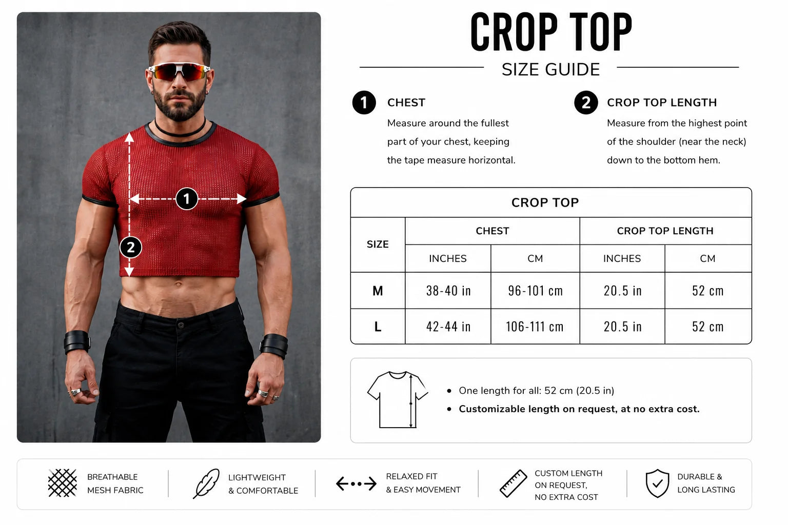 Piel Suni Deri Detaylı Transparan File Erkek Crop Top