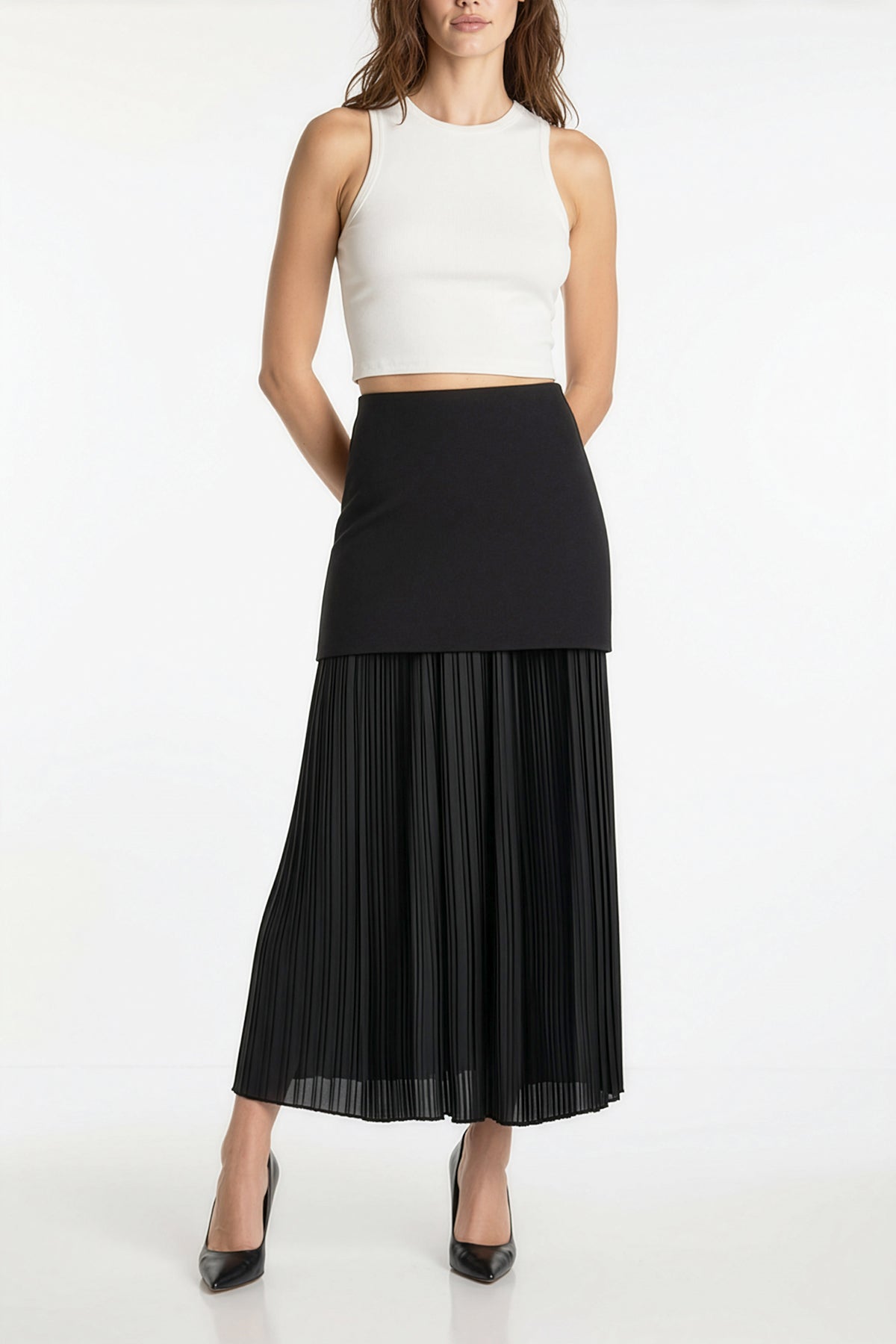 Utopian Şifon Astarlı Triko Mini Etek