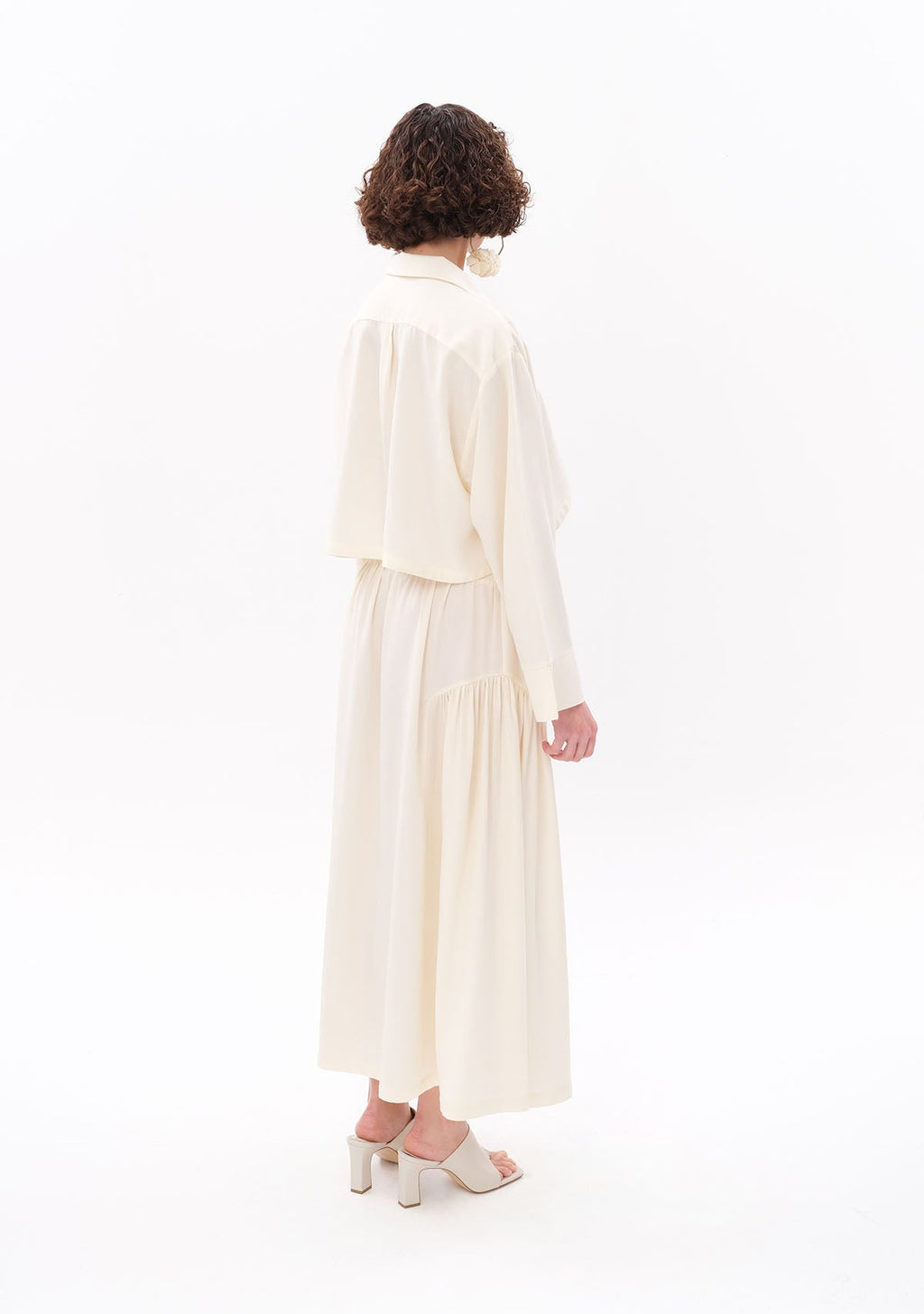 Tiny Beyaz Tencel™ Oversize Crop Gömlek görünüm 7