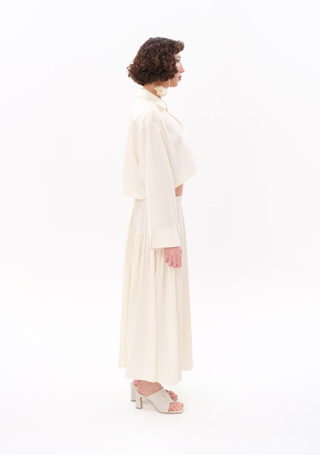 Tiny Beyaz Tencel™ Oversize Crop Gömlek görünüm 4