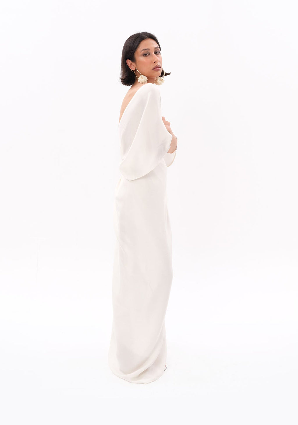 Tiny Beyaz Luxe Tencel™ Elbise görünüm 4