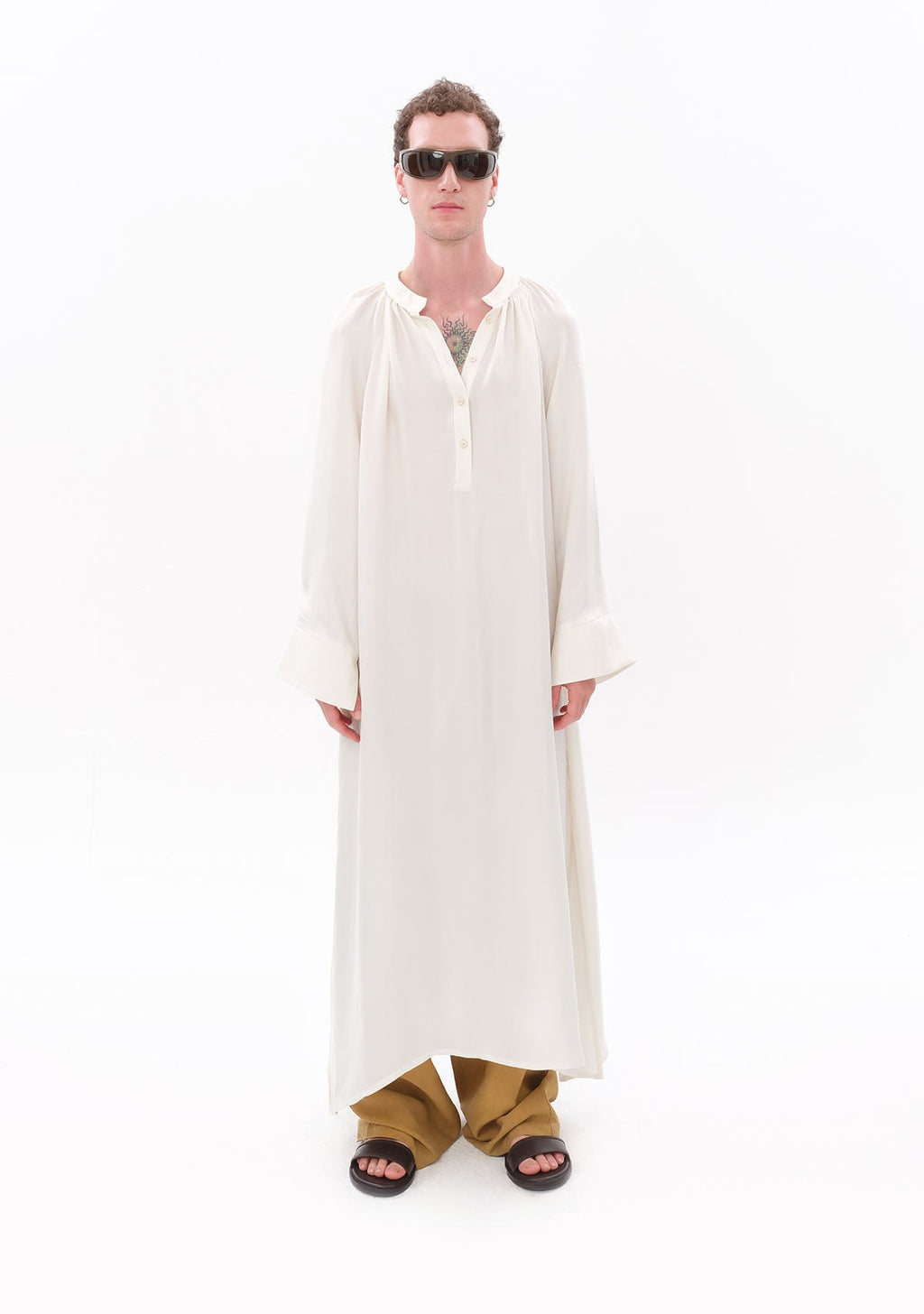 Tiny Beyaz Luxe Tencel™ Reglan Kol Elbise görünüm 12