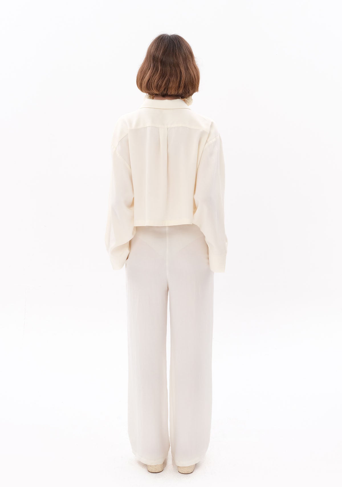 Tiny Beyaz Tencel™ Beli Lastikli Pantolon görünüm 3