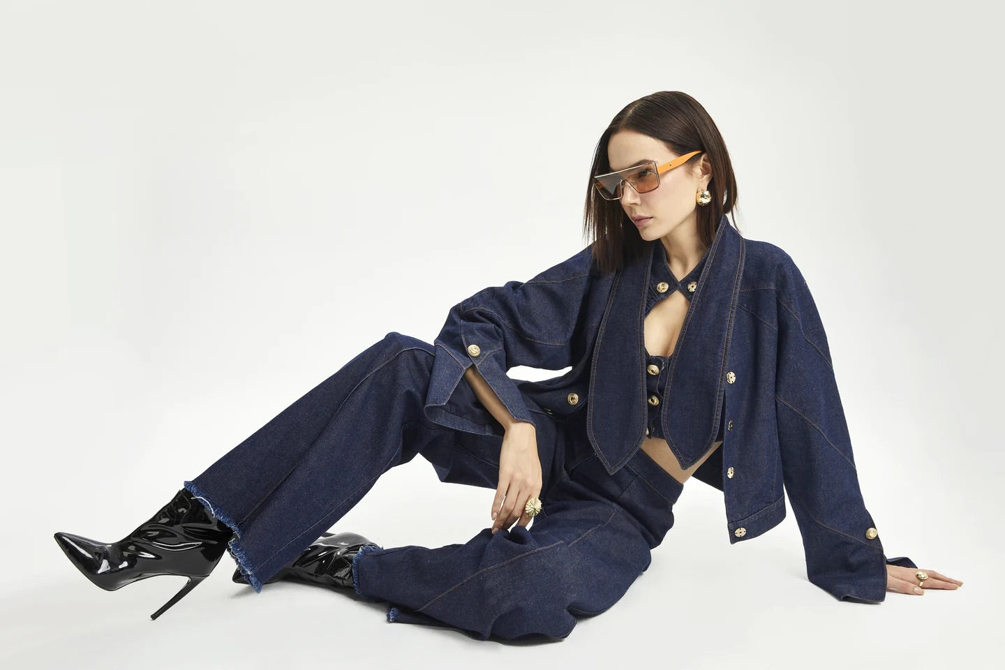Slit Kollu Yapılandırılmış Denim Ceket