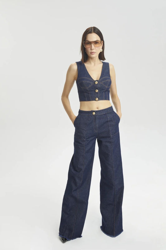 Haleia Kolsuz Kısa Denim Büstiyer