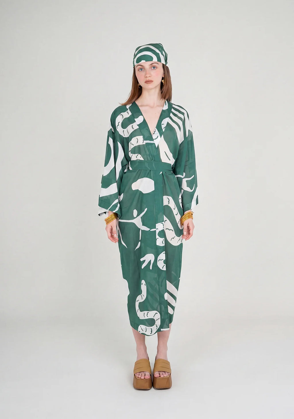 Tiny Desenli Saf Pamuk Kimono