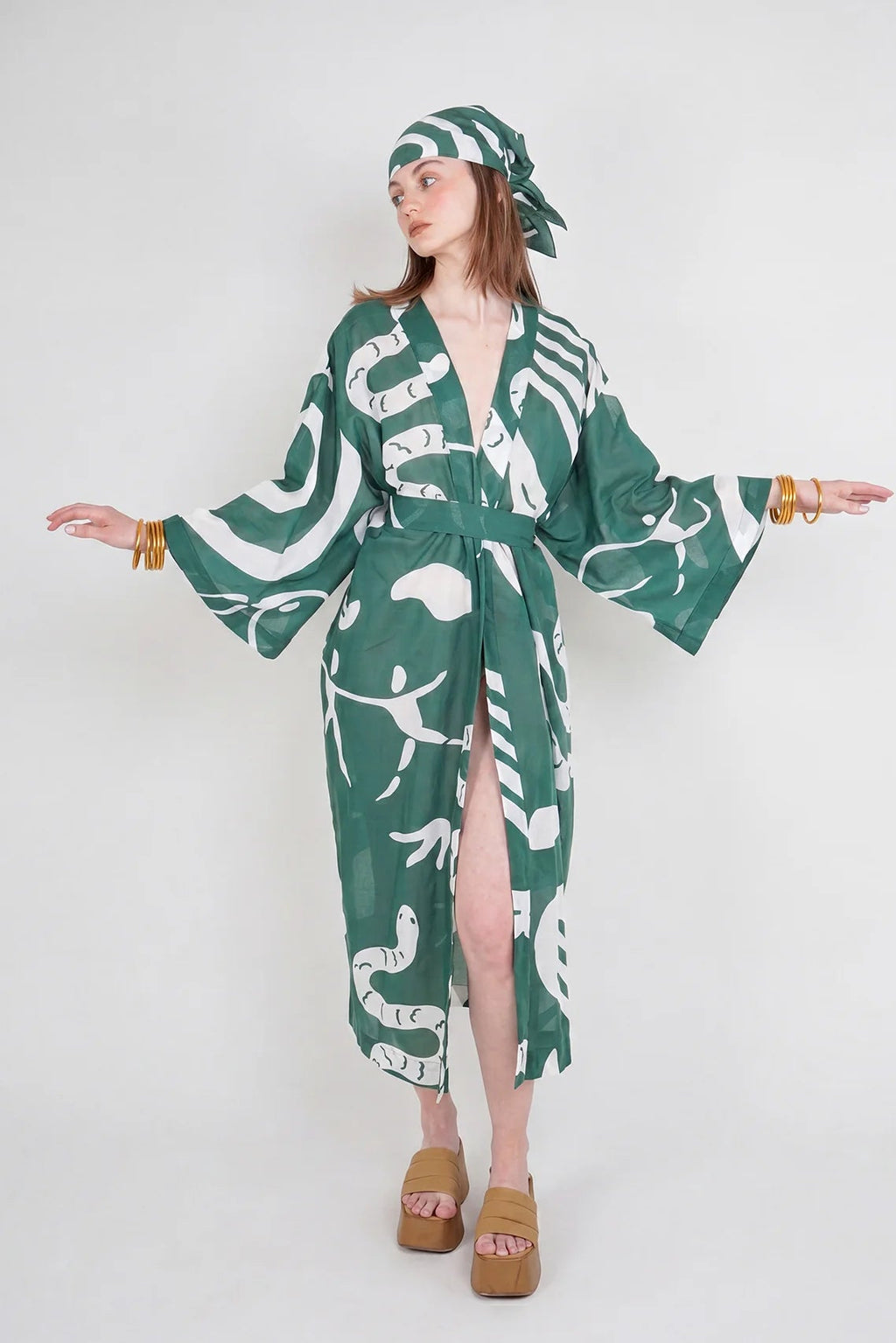 Tiny Desenli Saf Pamuk Kimono
