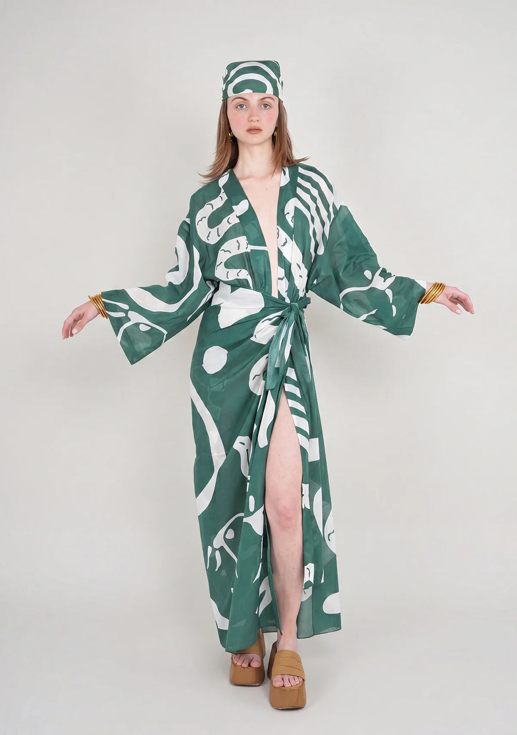 Tiny Desenli Saf Pamuk Kimono