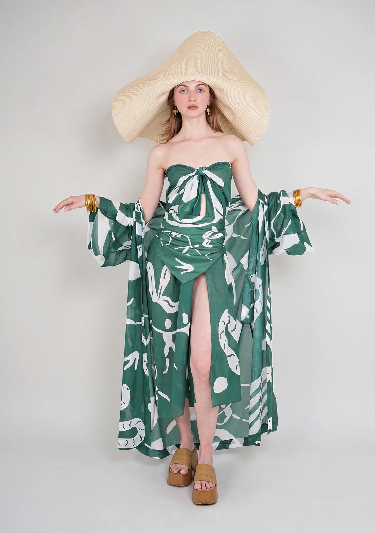 Tiny Desenli Saf Pamuk Kimono