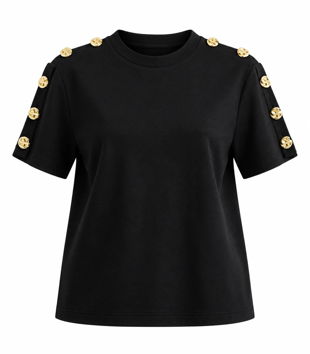 Gaia n Uranos Siyah Düğmeli Tshirt dekupe görünüm