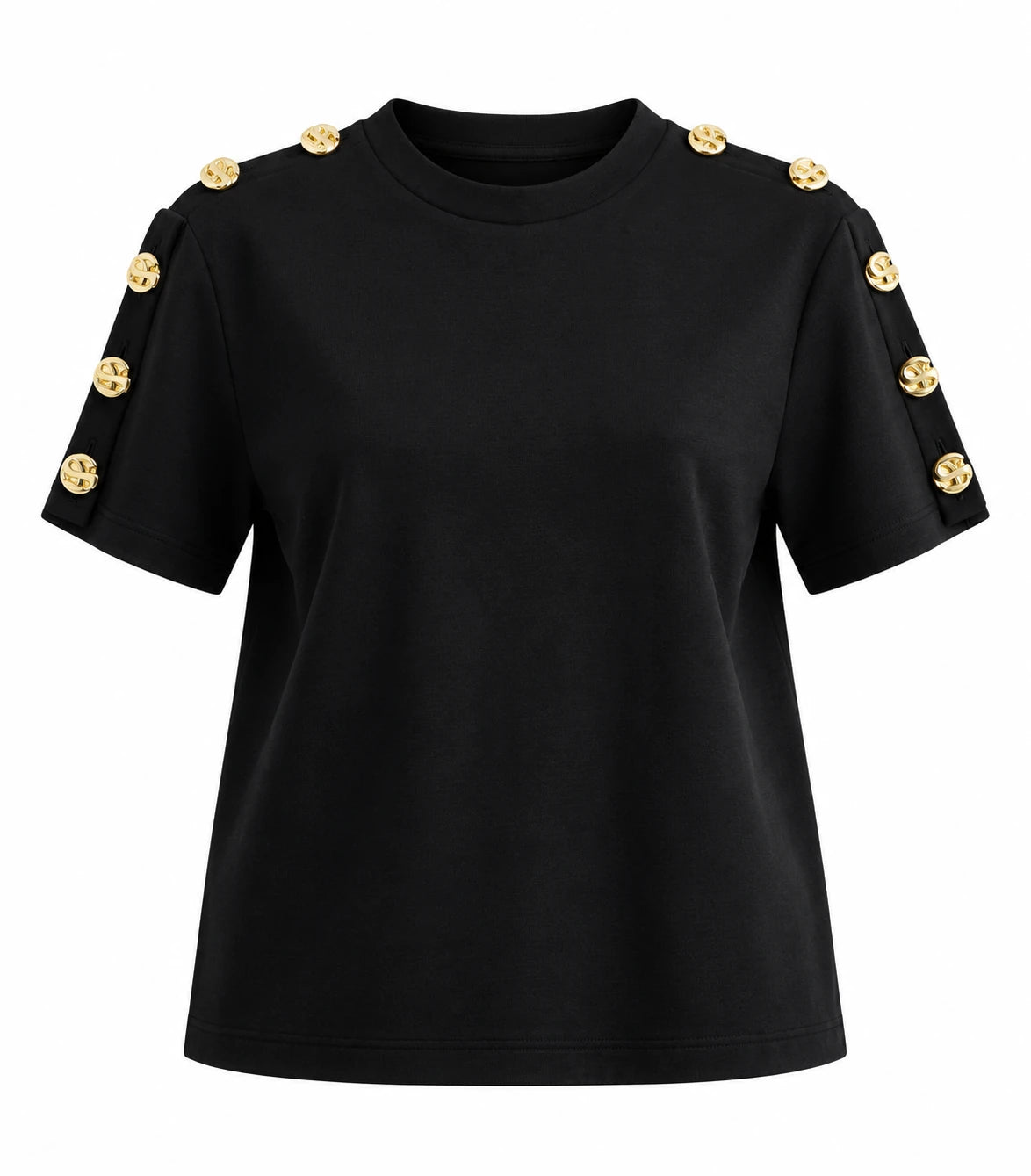 Gaia n Uranos Siyah Düğmeli Tshirt dekupe görünüm