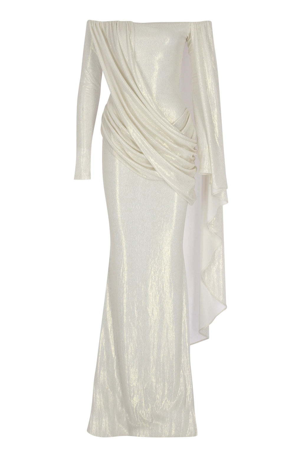 Gaia n Uranos One Shoulder Cape Detail Strapless Long Dress